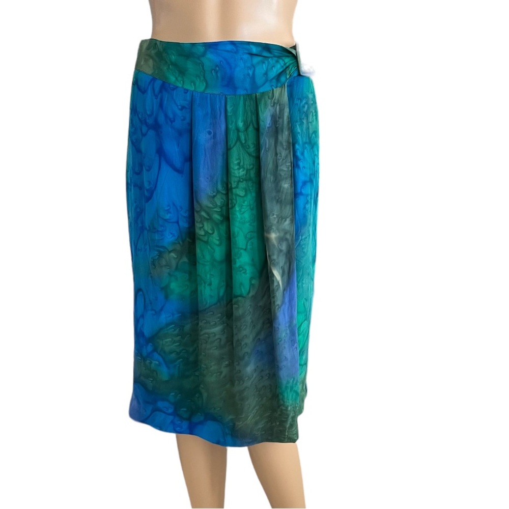 Vintage Diane Gilman Wrap Skirt Silk Watercolor Tie Dye